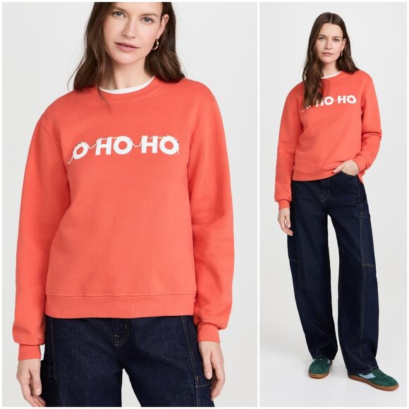 Kule The Raleigh O HO HO Lights sweatshirt fleece size XS Christmas orange poppy - Picture 4 of 14
